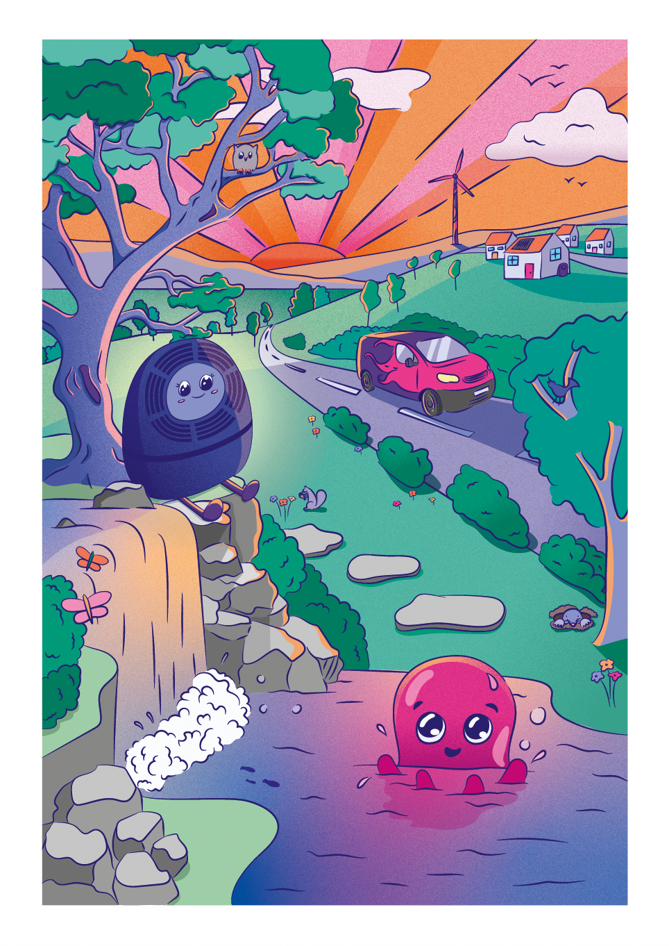 Pool Party with Rosie and Constantine - Giclée print